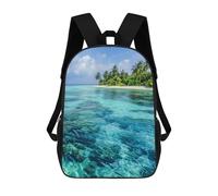 sinyumoney 3D Printed Children's 17inch Backpack Blue Lagoon Dream Travel Lightweight School Bag Fashion Backpack for Kids School Students