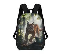 sinyumoney 3D Printed Children's 17inch Backpack Bobcat in The Forest Travel Lightweight School Bag Fashion Backpack for Kids School Students
