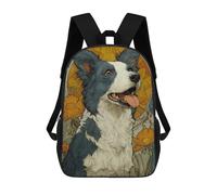 sinyumoney 3D Printed Children's 17inch Backpack Border Collie Art Deco Travel Lightweight School Bag Fashion Backpack for Kids School Students