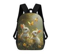 sinyumoney 3D Printed Children's 17inch Backpack Bunny And Butterfly Garden Travel Lightweight School Bag Fashion Backpack for Kids School Students