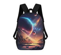 sinyumoney 3D Printed Children's 17inch Backpack Celestial Symphony Space Travel Lightweight School Bag Fashion Backpack for Kids School Students