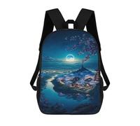 sinyumoney 3D Printed Children's 17inch Backpack Cherry Blossom Moonlit Landscape -1 Travel Lightweight School Bag Fashion Backpack for Kids School Students