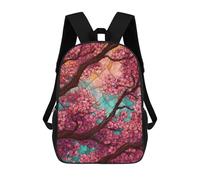 sinyumoney 3D Printed Children's 17inch Backpack Cherry Blossom Stained Glass Art Travel Lightweight School Bag Fashion Backpack for Kids School Students