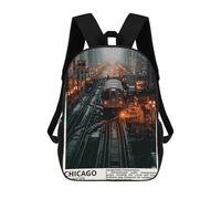 sinyumoney 3D Printed Children's 17inch Backpack Chicago City Travel Lightweight School Bag Fashion Backpack for Kids School Students