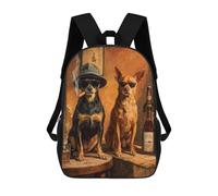 sinyumoney 3D Printed Children's 17inch Backpack Chihuahuas in Sunglasses with Cigar Travel Lightweight School Bag Fashion Backpack for Kids School Students