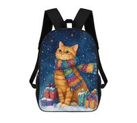 sinyumoney 3D Printed Children's 17inch Backpack Christmas Cat with Presents-1 Travel Lightweight School Bag Fashion Backpack for Kids School Students