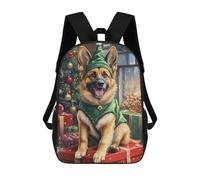 sinyumoney 3D Printed Children's 17inch Backpack Christmas German Shepherd Decor Travel Lightweight School Bag Fashion Backpack for Kids School Students