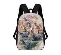 sinyumoney 3D Printed Children's 17inch Backpack Cinque Terre in Manarola Travel Lightweight School Bag Fashion Backpack for Kids School Students