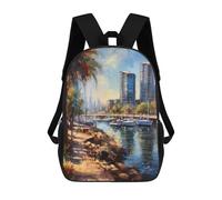 sinyumoney 3D Printed Children's 17inch Backpack Coastal San Diego USA Travel Lightweight School Bag Fashion Backpack for Kids School Students