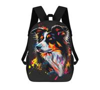 sinyumoney 3D Printed Children's 17inch Backpack Colorful Australian Shepherd Art Print-2 Travel Lightweight School Bag Fashion Backpack for Kids School Students