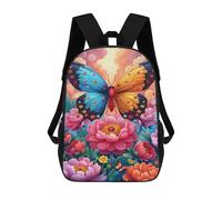 sinyumoney 3D Printed Children's 17inch Backpack Colorful Butterfly Garden-6 Travel Lightweight School Bag Fashion Backpack for Kids School Students