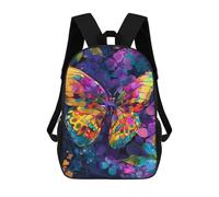 sinyumoney 3D Printed Children's 17inch Backpack Colorful Butterfly Wallpaper Travel Lightweight School Bag Fashion Backpack for Kids School Students