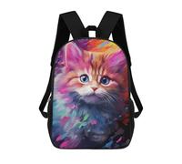 sinyumoney 3D Printed Children's 17inch Backpack Colorful Kitten Painting-2 Travel Lightweight School Bag Fashion Backpack for Kids School Students