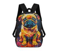 sinyumoney 3D Printed Children's 17inch Backpack Colorful Pug Painting Art-2 Travel Lightweight School Bag Fashion Backpack for Kids School Students