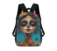 sinyumoney 3D Printed Children's 17inch Backpack Colorful Sugar Skull Art Print Travel Lightweight School Bag Fashion Backpack for Kids School Students