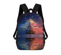 sinyumoney 3D Printed Children's 17inch Backpack Colorful Tree Reflections -1 Travel Lightweight School Bag Fashion Backpack for Kids School Students
