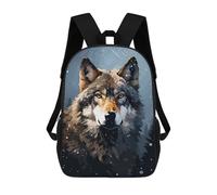 sinyumoney 3D Printed Children's 17inch Backpack Cool Wolf Winter Pixel Art Travel Lightweight School Bag Fashion Backpack for Kids School Students