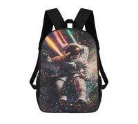 sinyumoney 3D Printed Children's 17inch Backpack Cosmic Astronaut Adventure-6 Travel Lightweight School Bag Fashion Backpack for Kids School Students
