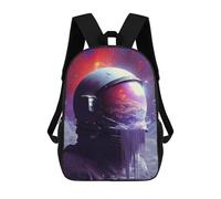 sinyumoney 3D Printed Children's 17inch Backpack Cosmic Astronaut Helmet-8 Travel Lightweight School Bag Fashion Backpack for Kids School Students