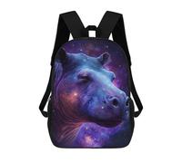 sinyumoney 3D Printed Children's 17inch Backpack Cosmic Hippo Portrait-3 Travel Lightweight School Bag Fashion Backpack for Kids School Students