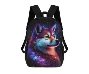 sinyumoney 3D Printed Children's 17inch Backpack Cosmic Husky Portrait Travel Lightweight School Bag Fashion Backpack for Kids School Students