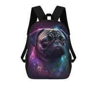 sinyumoney 3D Printed Children's 17inch Backpack Cosmic Pug Portrait-9 Travel Lightweight School Bag Fashion Backpack for Kids School Students
