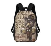 sinyumoney 3D Printed Children's 17inch Backpack Craft Beer Bear Travel Lightweight School Bag Fashion Backpack for Kids School Students