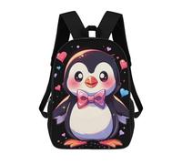 sinyumoney 3D Printed Children's 17inch Backpack Cute Penguin Bowtie Travel Lightweight School Bag Fashion Backpack for Kids School Students