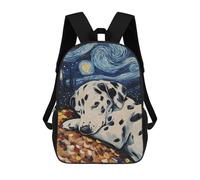 sinyumoney 3D Printed Children's 17inch Backpack Dalmatian Puppy Sleeping Travel Lightweight School Bag Fashion Backpack for Kids School Students
