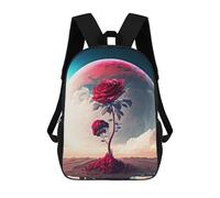 sinyumoney 3D Printed Children's 17inch Backpack Diagram of Red Rose Travel Lightweight School Bag Fashion Backpack for Kids School Students