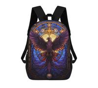 sinyumoney 3D Printed Children's 17inch Backpack Eagle Stained Glass Style Travel Lightweight School Bag Fashion Backpack for Kids School Students
