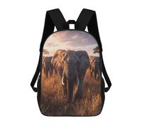 sinyumoney 3D Printed Children's 17inch Backpack Elephant Herd at Sunset Travel Lightweight School Bag Fashion Backpack for Kids School Students