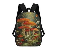 sinyumoney 3D Printed Children's 17inch Backpack Enchanted Forest Mushrooms Travel Lightweight School Bag Fashion Backpack for Kids School Students
