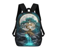 sinyumoney 3D Printed Children's 17inch Backpack Enchanted Moonlit Waterfall Scene Travel Lightweight School Bag Fashion Backpack for Kids School Students