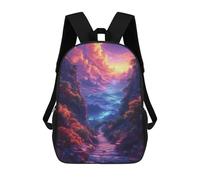 sinyumoney 3D Printed Children's 17inch Backpack Enchanted Mountain Pathway Travel Lightweight School Bag Fashion Backpack for Kids School Students