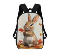 sinyumoney 3D Printed Children's 17inch Backpack Fall Forest Rabbit Travel Lightweight School Bag Fashion Backpack for Kids School Students