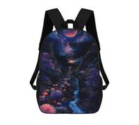 sinyumoney 3D Printed Children's 17inch Backpack Fantasy Forest with Glowing Flowers Travel Lightweight School Bag Fashion Backpack for Kids School Students