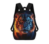 sinyumoney 3D Printed Children's 17inch Backpack Fiery And Icy Tiger Portrait Travel Lightweight School Bag Fashion Backpack for Kids School Students