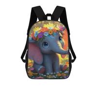 sinyumoney 3D Printed Children's 17inch Backpack Floral Elephant Fantasy -1 Travel Lightweight School Bag Fashion Backpack for Kids School Students