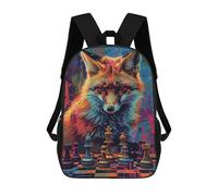 sinyumoney 3D Printed Children's 17inch Backpack Fox Chess Strategy Art Print -3 Travel Lightweight School Bag Fashion Backpack for Kids School Students