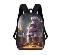 sinyumoney 3D Printed Children's 17inch Backpack Funny Cat Chef Cook Travel Lightweight School Bag Fashion Backpack for Kids School Students