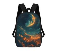 sinyumoney 3D Printed Children's 17inch Backpack Galactic Moonlit Sky Travel Lightweight School Bag Fashion Backpack for Kids School Students