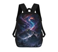 sinyumoney 3D Printed Children's 17inch Backpack Galactic Mountain Landscape -7 Travel Lightweight School Bag Fashion Backpack for Kids School Students