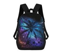 sinyumoney 3D Printed Children's 17inch Backpack Galactic Palm Trees Travel Lightweight School Bag Fashion Backpack for Kids School Students