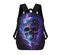 sinyumoney 3D Printed Children's 17inch Backpack Galactic Skull Artwork Travel Lightweight School Bag Fashion Backpack for Kids School Students