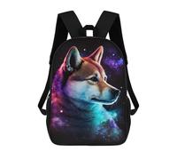 sinyumoney 3D Printed Children's 17inch Backpack Galactic Wolf Portrait -1 Travel Lightweight School Bag Fashion Backpack for Kids School Students