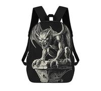 sinyumoney 3D Printed Children's 17inch Backpack Gargoyle Illustration Travel Lightweight School Bag Fashion Backpack for Kids School Students