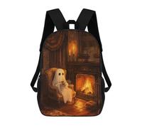 sinyumoney 3D Printed Children's 17inch Backpack Ghostly Tea Time Travel Lightweight School Bag Fashion Backpack for Kids School Students