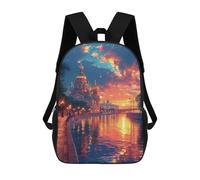 sinyumoney 3D Printed Children's 17inch Backpack Golden Domes Reflecting Twilight's Glow Travel Lightweight School Bag Fashion Backpack for Kids School Students