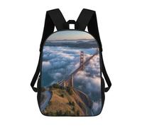 sinyumoney 3D Printed Children's 17inch Backpack Golden Gate Bridge in Fog-3 Travel Lightweight School Bag Fashion Backpack for Kids School Students